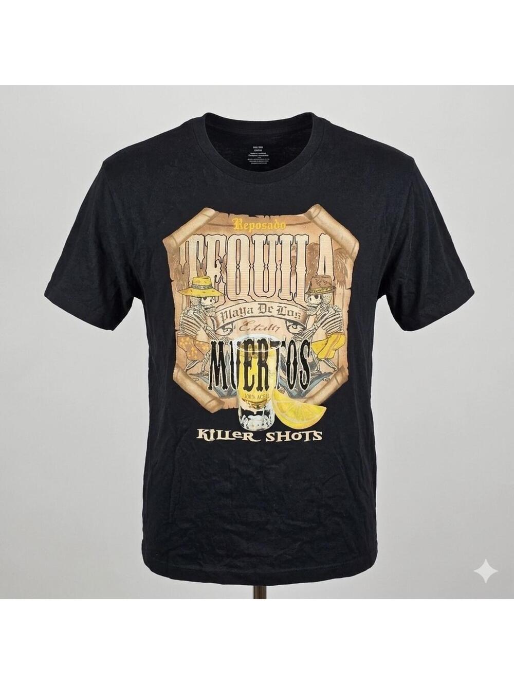 Tequila Muertos Killer Shots Shirt 3XL Black Day of the Dead Skulls Party Tee